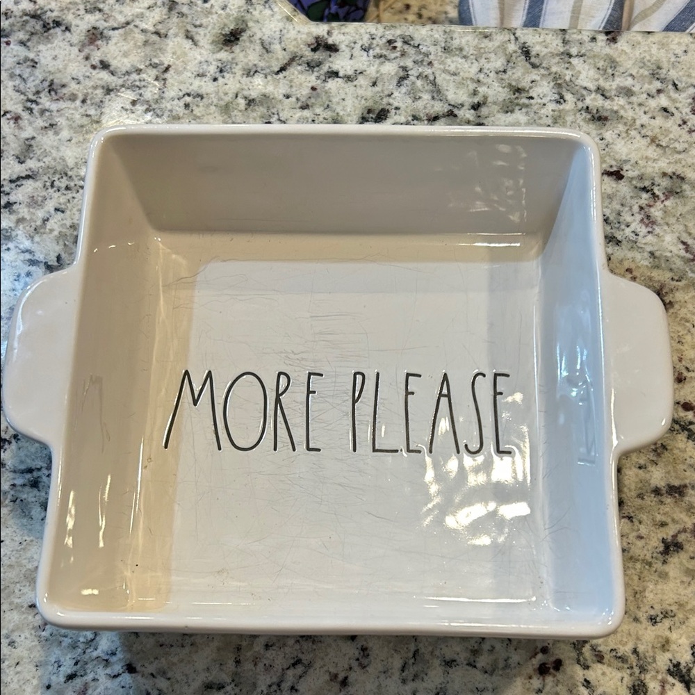 Rae Dunn White Ceramic Dish with Black Logo